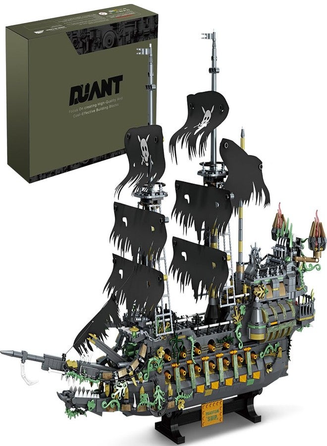 DUANT 39107 The Flying Dutchman Pirate Ship Building Kit， 2434 PCS Large Pirate Ship Model with Display Stand, Detailed Sailing Ship Building Blocks Set for Adults & Teens - Image 1